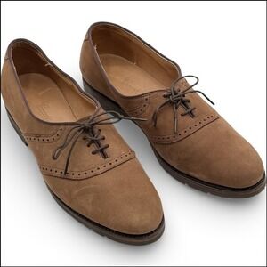 Allen Edmonds Barnard Oxford Derby Shoes 7.5 AA Oak Suede Old Money Academia USA